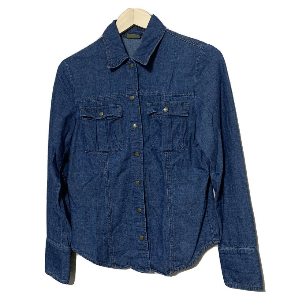 Caslon shirt Sz S Small LS denim chambray snap
